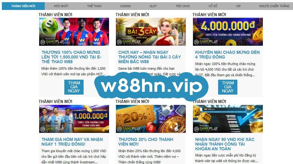 Cá cược trực tuyến w88 nhiều khuyến mãi hấp dẫn cho người Việt