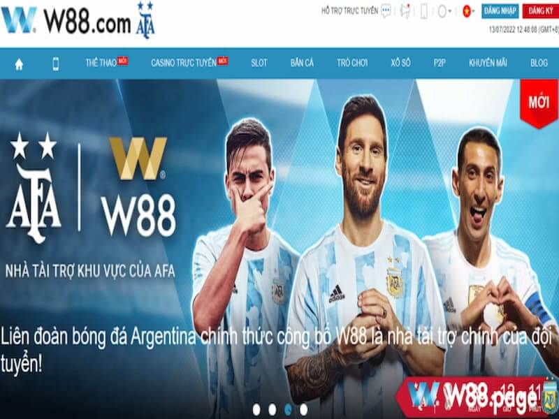 W88 là nhà tài trợ chính của liên đoàn bóng đá Argentinal